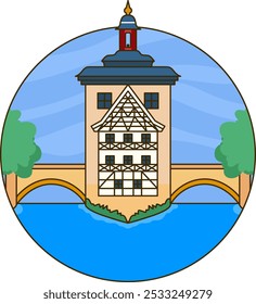 Bamberg - Altes Rhataus Landmark Icon Illustration