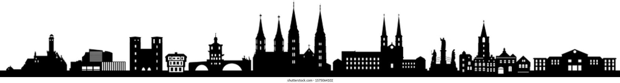 Bamberg City Skyline Vector Silhouette