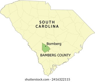 Bamberg County and city of Bamberg location on South Carolina state map