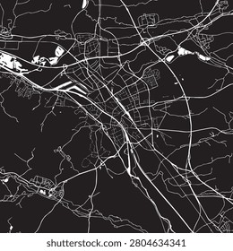 Bamberg Germany city map vector illustration. Black and white street map of Bamberg Bavaria