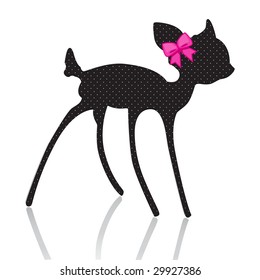 bambi silhouette with pink bow ribbon