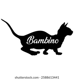 Bambino cat silhouette, cat, cat breeds, logo, vector, silhouette,  animal, illustration, icon, sign, design, black, symbol, pet, love
