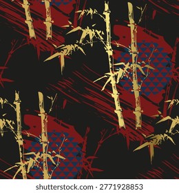 bamboo abstract seamless pattern design brush strokes japanese chinese vector ink traditional asian design isolated