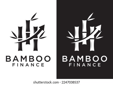 bamboo with arrow logo design. financial symbol vector illustration.