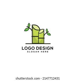 Bamboo art logo design vector illustration