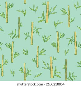 Bamboo asian plant vector seamless pattern