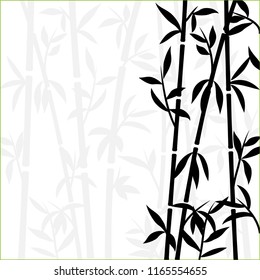 Bamboo background japanese asian plant wallpaper grass. Bamboo tree vector pattern black and white.