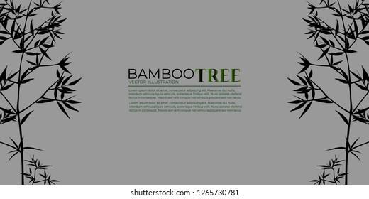 Bamboo background japanese  asian plant wallpaper grass. Bamboo tree pattern black and white. Nature, Japan, China. Plant. Green tree with leaves. Rainforest in Asia. Vector illustration