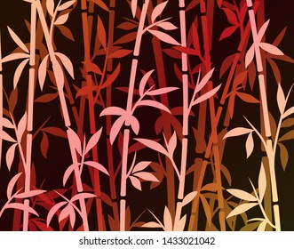 Bamboo background japanese asian plant wallpaper grass. Bamboo tree vector pattern.