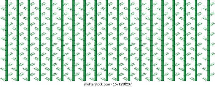 Bamboo background with place for text. Realistic vector illustration with green bamboo stems with leaves.