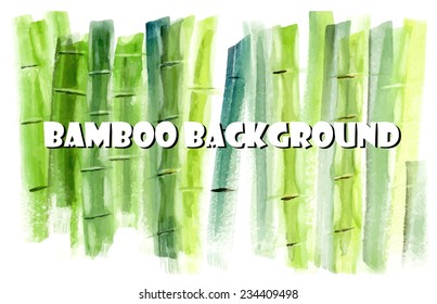 Bamboo Background. SPA Composition. Watercolor Hand Drawn. Vector Illustration