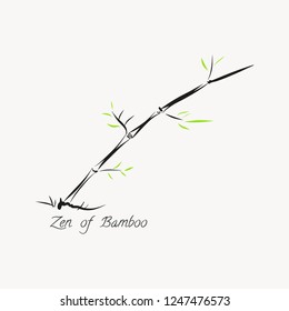 Bamboo background. Bamboo stems with leaves on white background, hand drawn. Vector illustration.