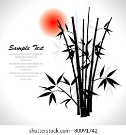 Bamboo background and sun, vector illustration.