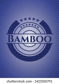 Bamboo badge with denim texture. Vector Illustration. Detailed.