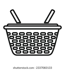 Bamboo basket icon outline vector. Picnic wicker. Empty design
