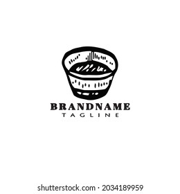 bamboo basket logo design template icon modern illustration