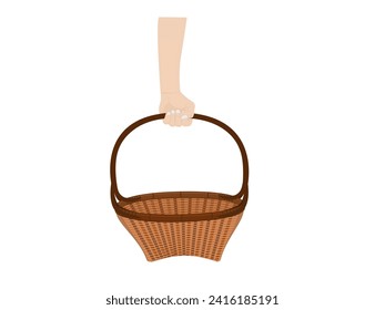 Bambuskorb auf weißem Hintergrund.
