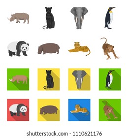 Bamboo bear, hippopotamus, wild animal tiger, monkey . Wild animal set collection icons in cartoon,flat style vector symbol stock illustration web.