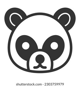 Bamboo bear, panda  - icon, illustration on white background, glyph style