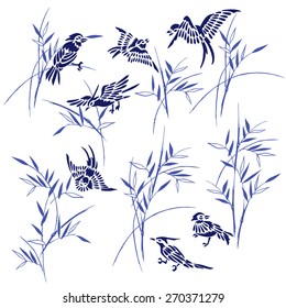 Bamboo bird illustration,