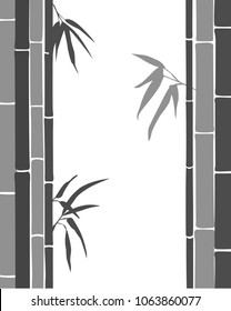 Bamboo. Black and grey silhouette of bamboo on a white background. Vector illustration.  