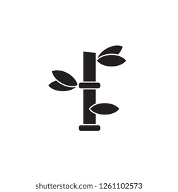 Bamboo black vector concept icon. Bamboo flat illustration, sign