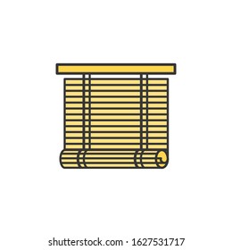 Bamboo blinds linear icon. Interior decoration window shades object and colored thin line vector sign