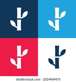 Bamboo blue and red four color minimal icon set