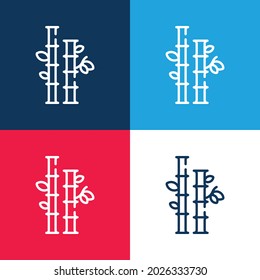Bamboo blue and red four color minimal icon set