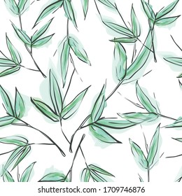 Bamboo. Bmboo seamless pattern. Floral seamless background. Green leave seamless
