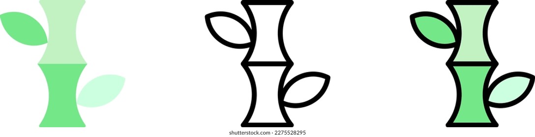 Bamboo botanical nature vector icon in different styles. Line, color, filled outline