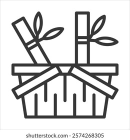 Bamboo Box Icon Vector Illustration Outline