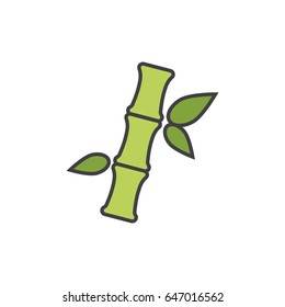 Bamboo branch flat line icon.