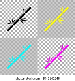 bamboo branch icon. Colored set of cmyk icons on transparent background