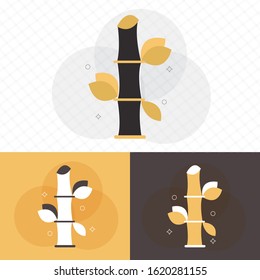 Bamboo branch icon nature vector logo template