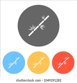 bamboo branch icon. Set of white icons on colored circles