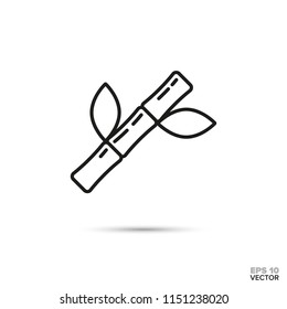 Icono de línea vectorial de bifurcación de bambú. símbolo Spa y zen.