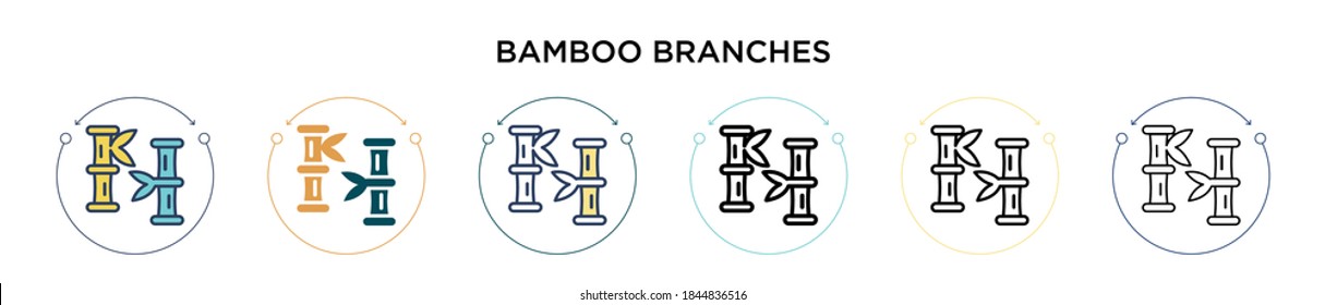Bamboo branches icon in filled, thin line, outline and stroke style. Vector illustration of two colored and black bamboo branches vector icons designs can be used for mobile, ui, web
