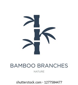 bamboo branches icon vector on white background, bamboo branches trendy filled icons from Nature collection, bamboo branches vector illustration