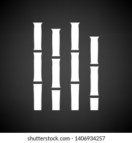 Bamboo Branches Icon. White on Black Background. Vector Illustration.
