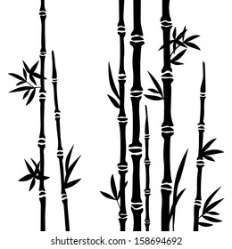 Bamboo branches isolated on the white background. Vector