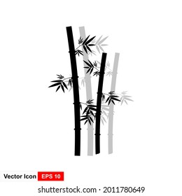 Bamboo branches isolated on the white background. Vector illustration