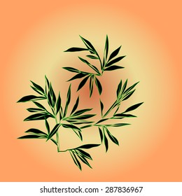 Bamboo branches are on sunlight background. Vector illustration