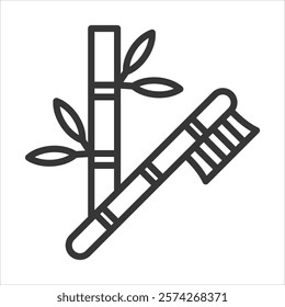 Bamboo Brush Icon Vector Illustration Outline