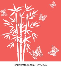 bamboo with butterflies  vector
