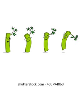 bamboo cartoon animation set