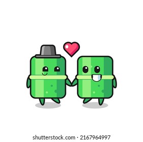 bamboo cartoon character couple with fall in love gesture , cute style design for t shirt, sticker, logo element