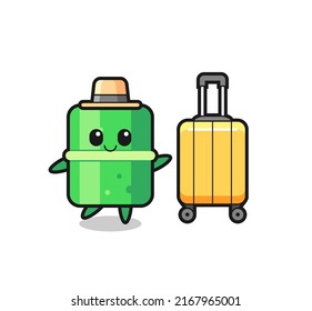 bamboo cartoon illustration with luggage on vacation , cute style design for t shirt, sticker, logo element