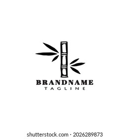 bamboo cartoon logo design flat icon black modern vector illustration