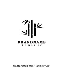 bamboo cartoon logo design template retro black modern vector illustration